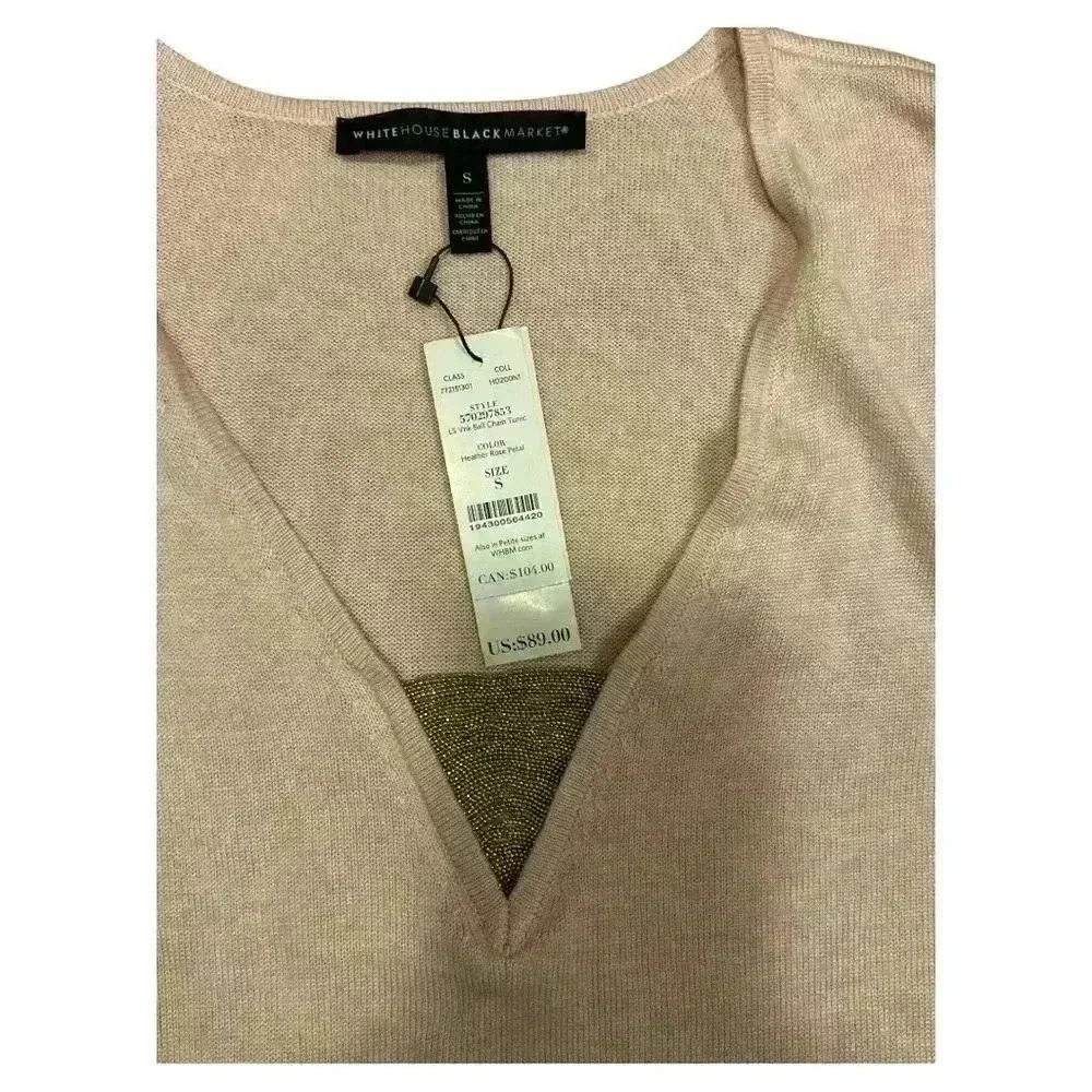 White House Black Market V-Neck Ball Chain Tunic Size Small NWT - Picture 12 of 13